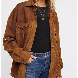 Free People Leather Studded Jacket